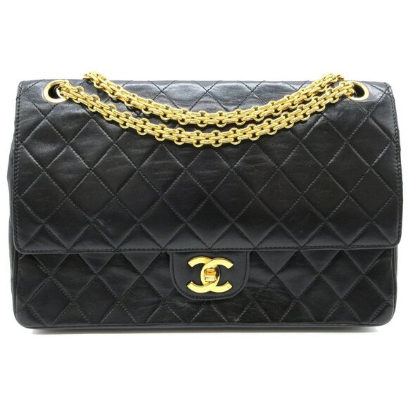 Authentic CHANEL Vintage Classic Double Flap Bag Lambskin Chain Shoulder Purse - Picture 1 of 13